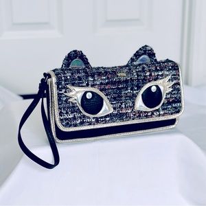 Juicy Couture Tweed Cat Clutch/Wristlet